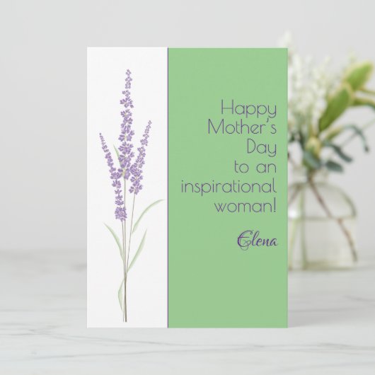 Aquarelllavene hellgrüne Mutter Feiertagskarte (Stehend Vorderseite)