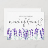 Aquarelllavener wird meine Trauzeugin sein Einladungspostkarte (Vorne/Hinten)