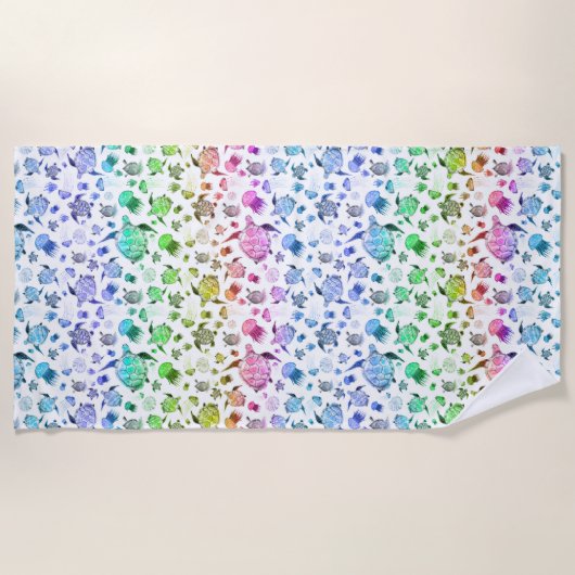 Aquarellleben - Regenbogenfarben Strandtuch (Vorderseite)