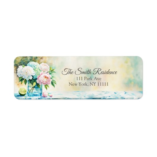 Aquarellleben von Peonies und Hydrangeas (Vorne)