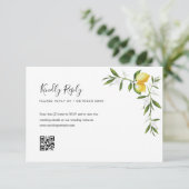 Aquarelllemon-Foliage QR-Code RSVP-Karte RSVP Karte (Stehend Vorderseite)