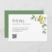 Aquarelllemon-Foliage QR-Code RSVP-Karte RSVP Karte (Vorne/Hinten)