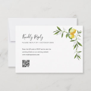 Aquarelllemon-Foliage QR-Code RSVP-Karte RSVP Karte