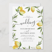 Aquarelllemon Grünpflanzen Hochzeit Einladung (Vorderseite)
