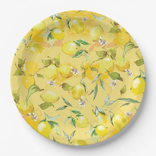 Aquarelllemon IV Pappteller (Vorderseite)