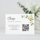 Aquarelllemonen Blumenzehen QR-Code Rsvp-Karte RSVP Karte (Stehend Vorderseite)