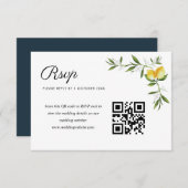 Aquarelllemonen Blumenzehen QR-Code Rsvp-Karte RSVP Karte (Vorne/Hinten)