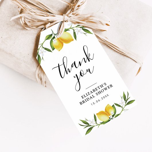 Aquarelllemonen Brautparty Geschenkanhänger