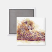 Aquarellleopard Magnet (Vorderseite/Rückseite)
