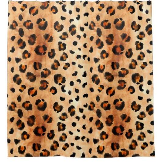 Aquarellleopard Print: Exotic Fur Textur Duschvorhang (Vorderseite)