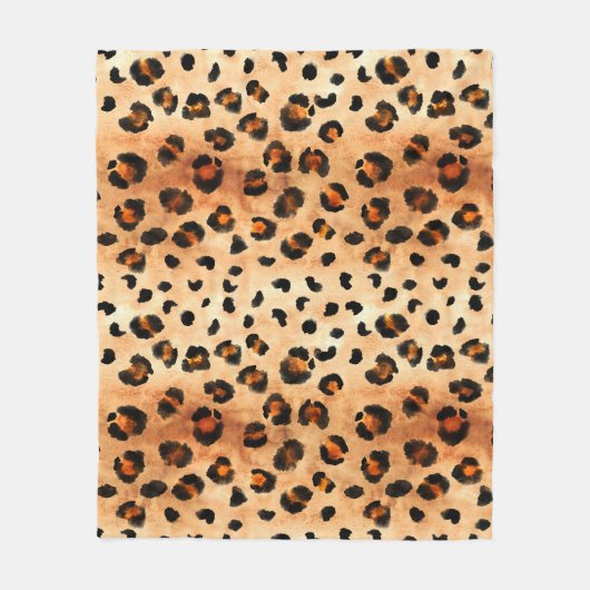 Aquarellleopard Print: Exotic Fur Textur Fleecedecke (Vorderseite)