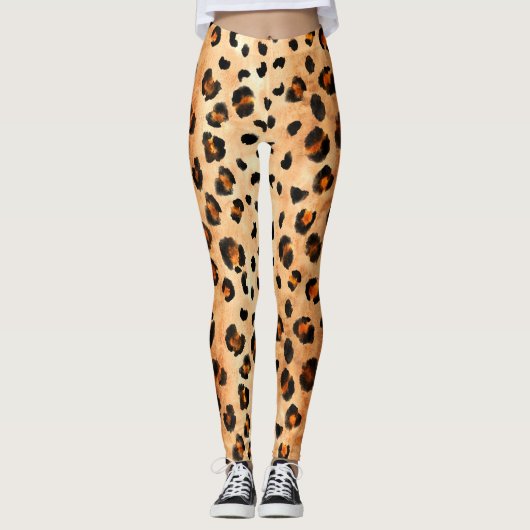 Aquarellleopard Print: Exotic Fur Textur Leggings (Vorderseite)