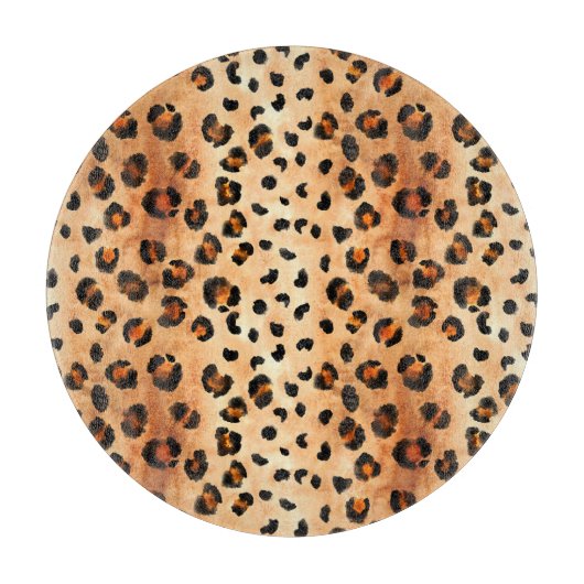 Aquarellleopard Print: Exotic Fur Textur Schneidebrett (Vorderseite)