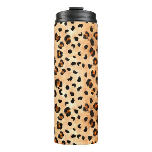 Aquarellleopard Print: Exotic Fur Textur Thermosbecher (Vorderseite)