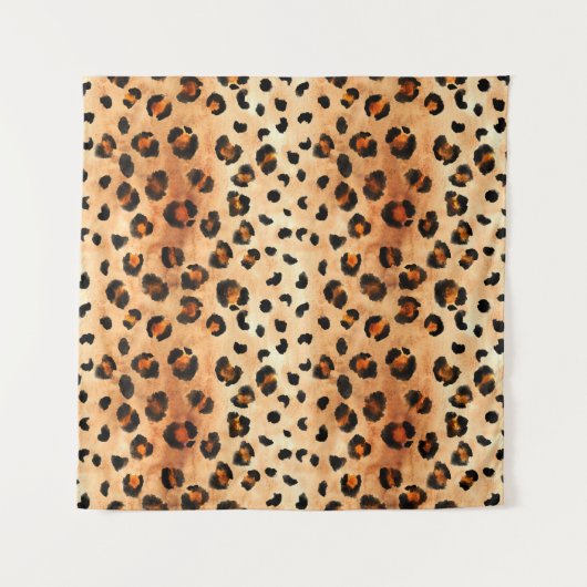 Aquarellleopard Print: Exotic Fur Textur Wandteppich (Vorderseite)