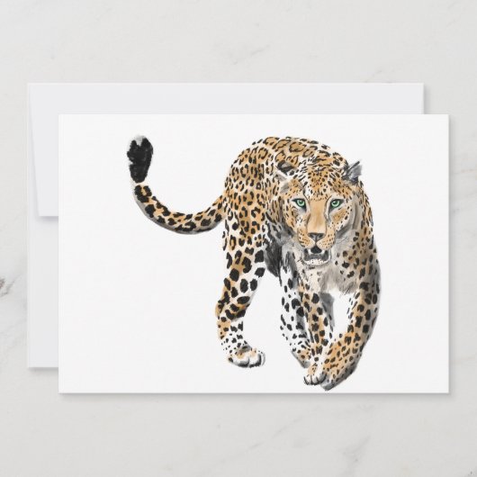 Aquarellleopard-Urwaldkatze grün gestrichen Ankündigung (Vorderseite)