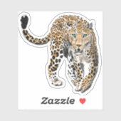 Aquarellleopard-Urwaldkatze grün gestrichen Aufkleber (Blatt)