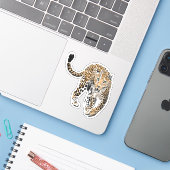 Aquarellleopard-Urwaldkatze grün gestrichen Aufkleber (Laptop mit iPhone)