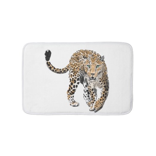 Aquarellleopard-Urwaldkatze grün gestrichen Badematte (Vorderseite)