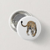 Aquarellleopard-Urwaldkatze grün gestrichen Button (Vorne & Hinten)