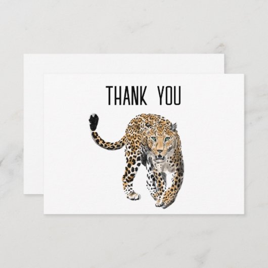 Aquarellleopard-Urwaldkatze grün gestrichen Dankeskarte (Vorne/Hinten)