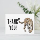 Aquarellleopard-Urwaldkatze grün gestrichen Dankeskarte (Stehend Vorderseite)