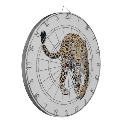 Aquarellleopard-Urwaldkatze grün gestrichen Dartscheibe (Vorderseite Links)