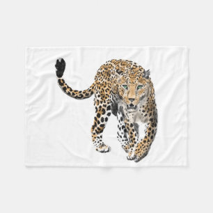 Aquarellleopard-Urwaldkatze grün gestrichen Fleecedecke