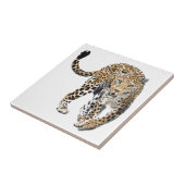 Aquarellleopard-Urwaldkatze grün gestrichen Fliese (Seite)