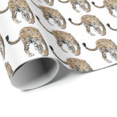 Aquarellleopard-Urwaldkatze grün gestrichen Geschenkpapier (Rolleneckpunkt)