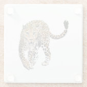 Aquarellleopard-Urwaldkatze grün gestrichen Glasuntersetzer (Rückseite)