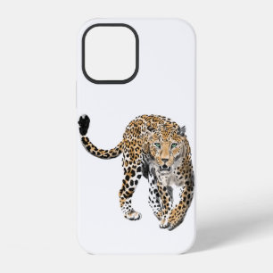Aquarellleopard-Urwaldkatze grün gestrichen iPhone 12 Hülle