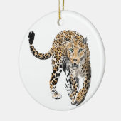 Aquarellleopard-Urwaldkatze grün gestrichen Keramik Ornament (Links)