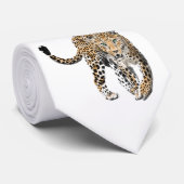 Aquarellleopard-Urwaldkatze grün gestrichen Krawatte (Gerollt)