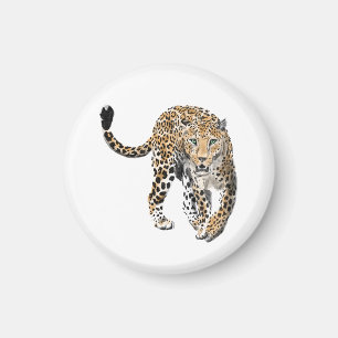 Aquarellleopard-Urwaldkatze grün gestrichen Magnet