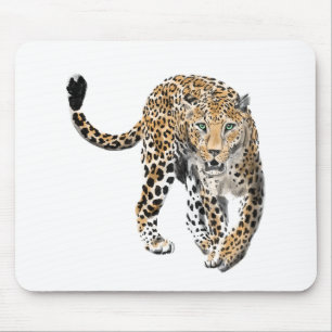 Aquarellleopard-Urwaldkatze grün gestrichen Mousepad