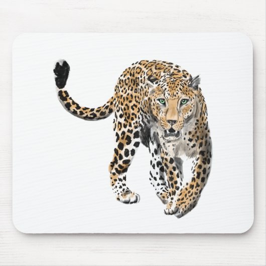 Aquarellleopard-Urwaldkatze grün gestrichen Mousepad (Vorne)
