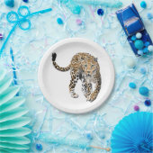 Aquarellleopard-Urwaldkatze grün gestrichen Pappteller (Party)