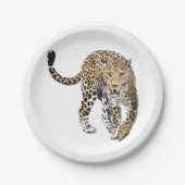 Aquarellleopard-Urwaldkatze grün gestrichen Pappteller (Vorderseite)
