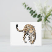 Aquarellleopard-Urwaldkatze grün gestrichen Postkarte (Stehend Vorderseite)
