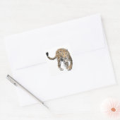 Aquarellleopard-Urwaldkatze grün gestrichen Quadratischer Aufkleber (Umschlag)
