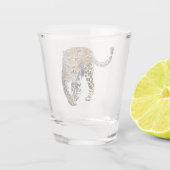 Aquarellleopard-Urwaldkatze grün gestrichen Schnapsglas (Rückseite)