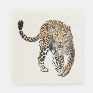 Aquarellleopard-Urwaldkatze grün gestrichen Serviette