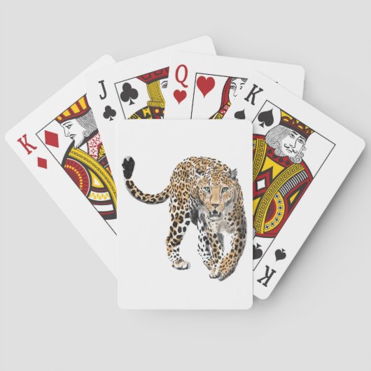 Aquarellleopard-Urwaldkatze grün gestrichen Spielkarten (Rückseite)