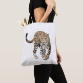 Aquarellleopard-Urwaldkatze grün gestrichen Tasche (Von Nahem)