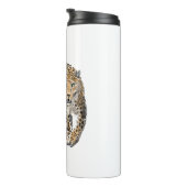 Aquarellleopard-Urwaldkatze grün gestrichen Thermosbecher (Nach rechts gedreht)