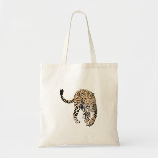 Aquarellleopard-Urwaldkatze grün gestrichen Tragetasche (Vorne)