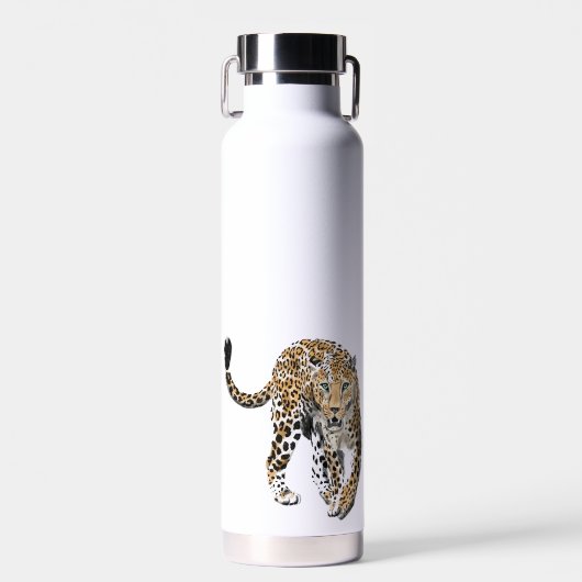 Aquarellleopard-Urwaldkatze grün gestrichen Trinkflasche (Vorne)