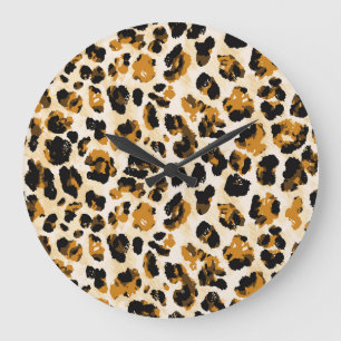 Aquarellleoparde, Farbverlauf von Krawatte und Far Große Wanduhr