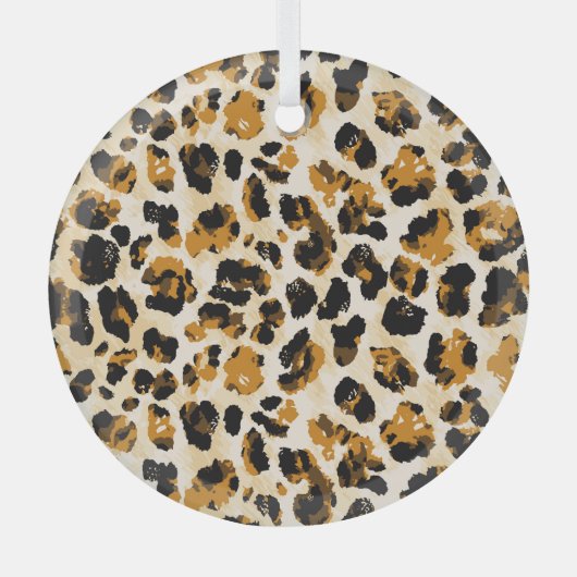 Aquarellleoparde, Farbverlauf von Krawatte und Far Ornament Aus Glas (Vorderseite)